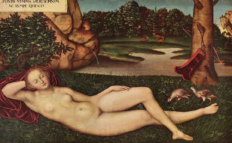 Lucas  Cranach Ruhende Quellnymphe France oil painting art